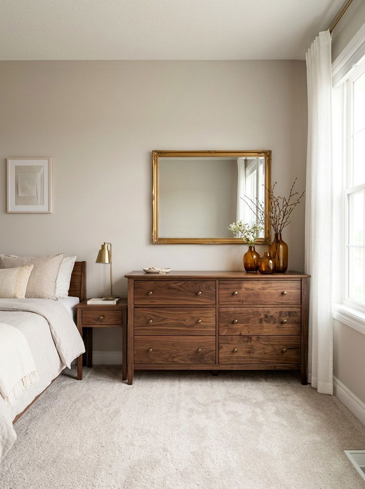Dark Walnut Wood Dresser - 30 amber bedroom ideas