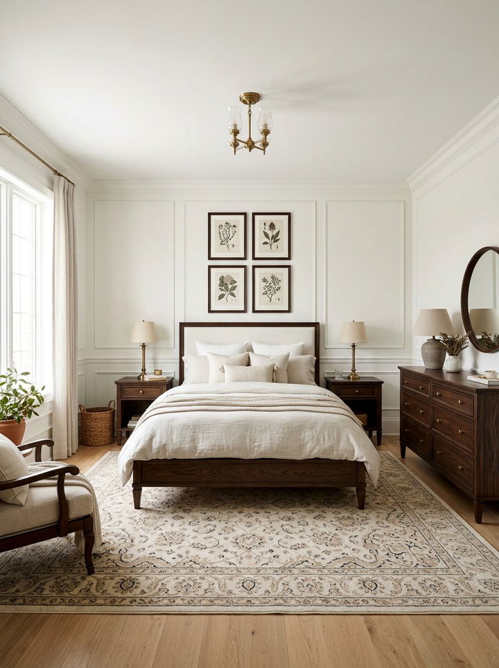Dark Walnut and Linen White - 30 brown and white bedroom color combo