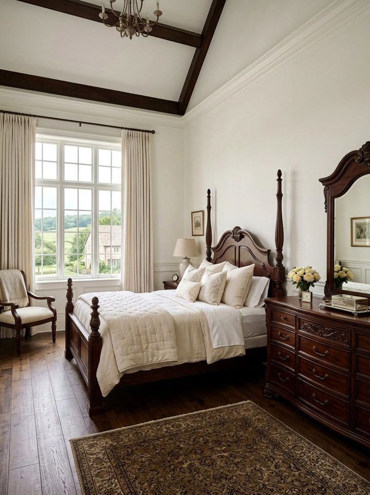 Dark Wood Accents - 30 country house bedroom ideas