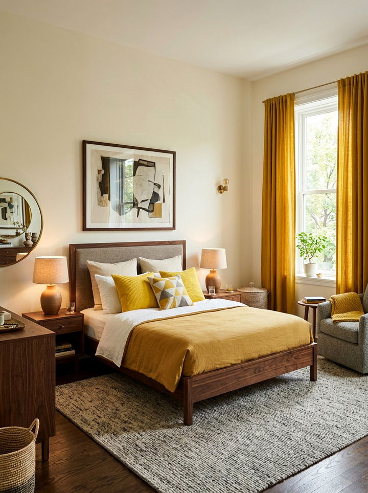 Dark Wood And Yellow Bedroom - 30 yellow bedroom decor ideas