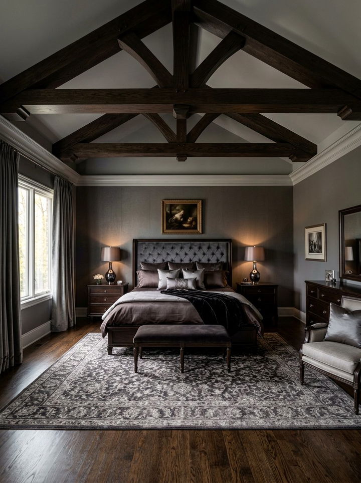 Dark Wood Bedroom Beams - 30 exposed beam bedroom ideas