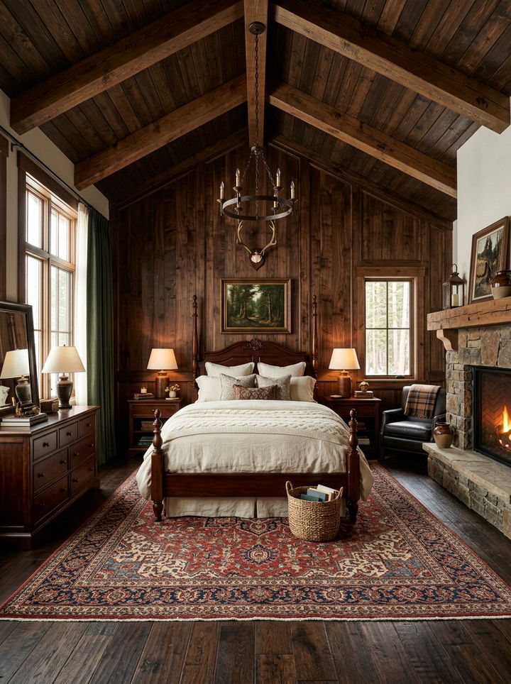 Dark Wood Bedroom - 30 autumn inspired bedroom color ideas