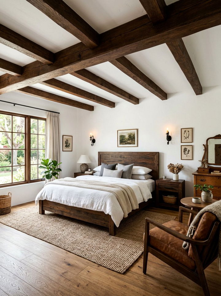 Dark Wood Ceiling Beams - 30 Spanish bedroom ideas