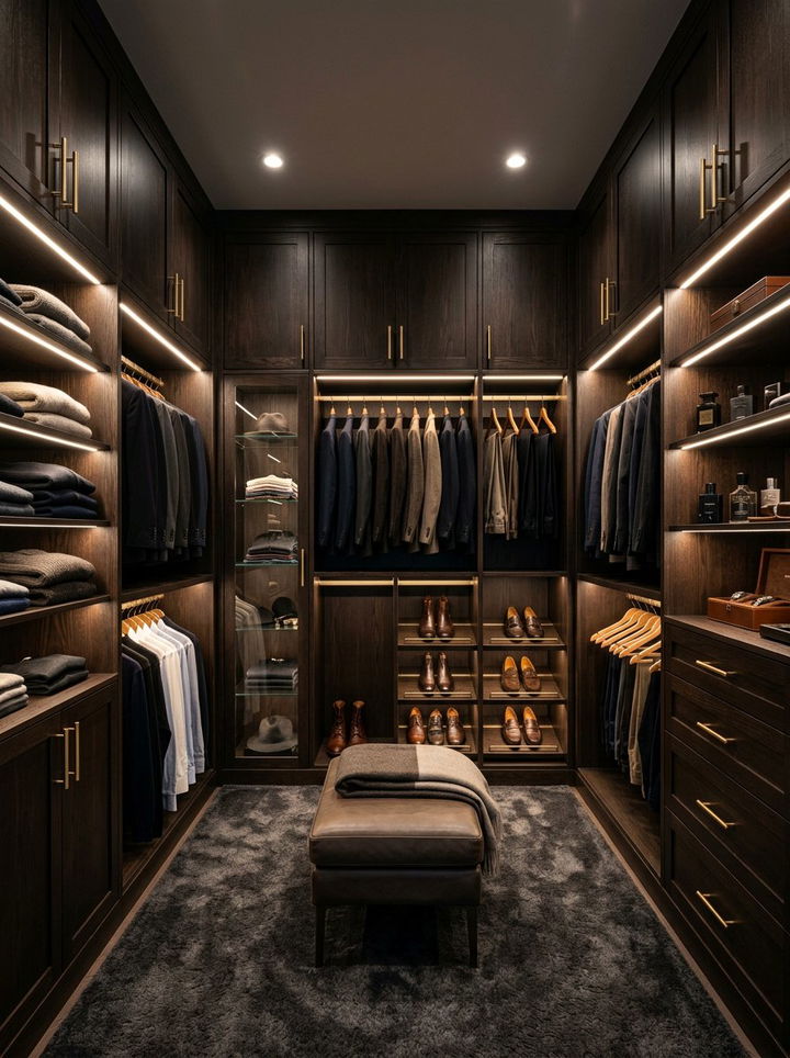 Dark Wood Closet Cabinetry - 30 bedroom walk-in closet ideas