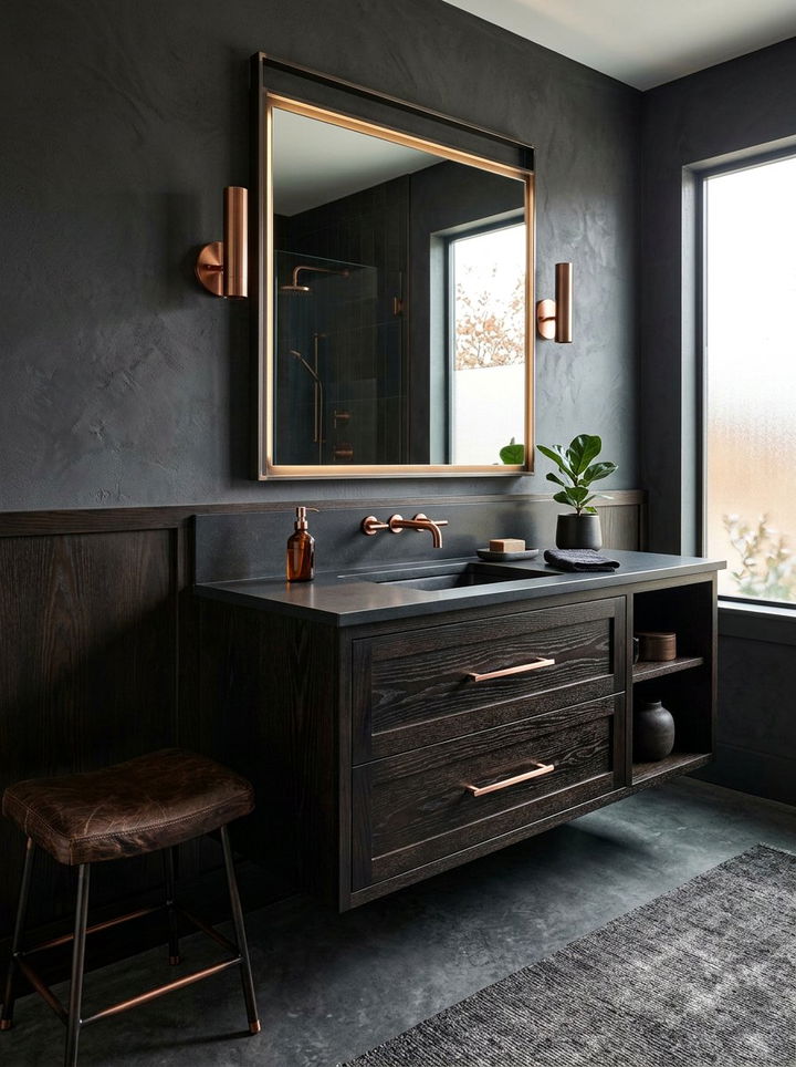Dark Wood Floating Vanity - 30 bedroom floating vanity ideas