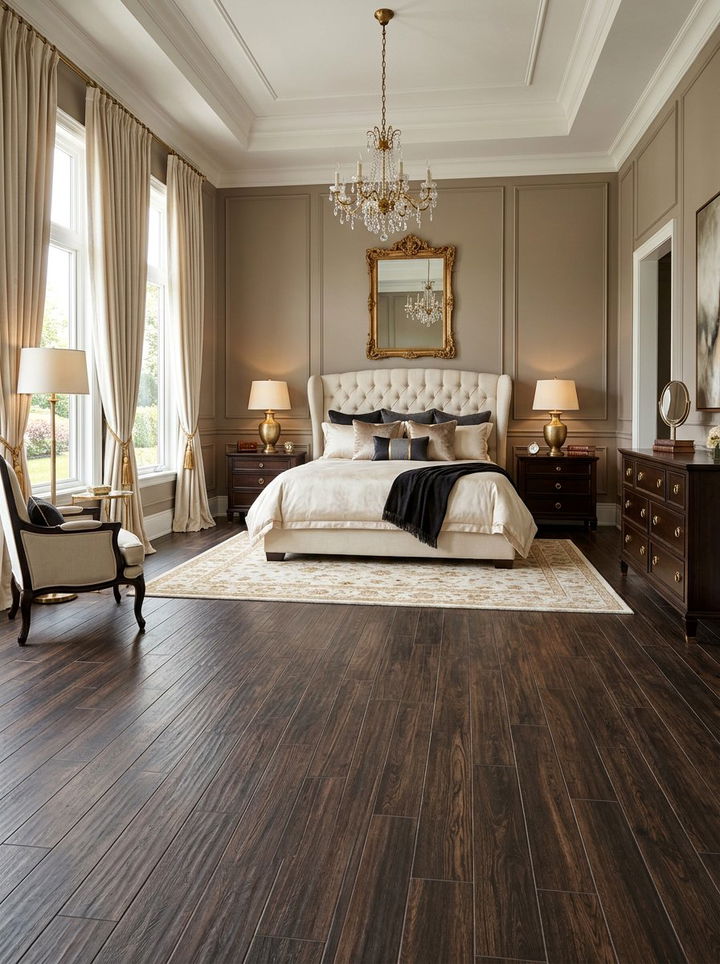 Dark Wood Grain Tile - 30 bedroom tile ideas