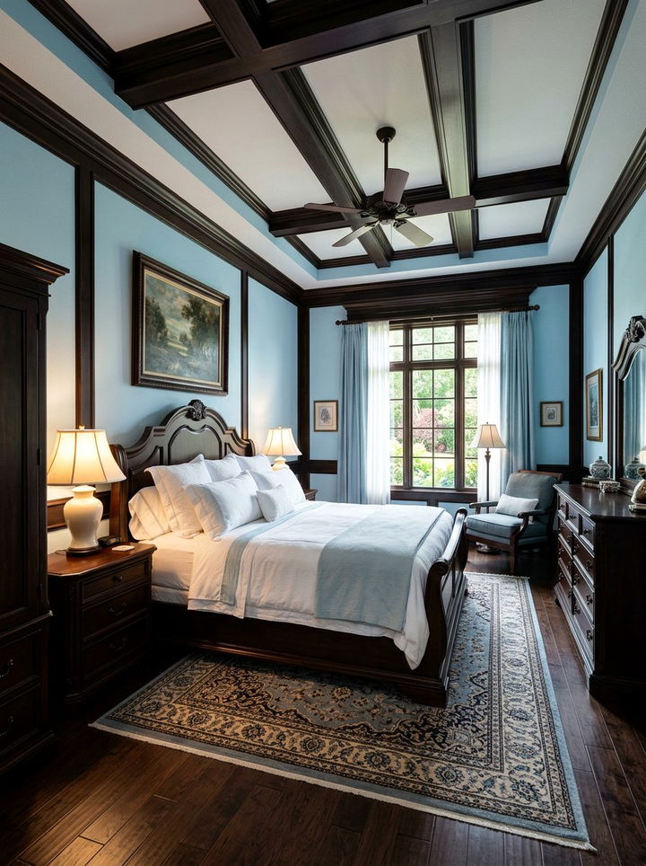 Dark Wood Ice Blue Bedroom - 30 ice blue bedroom ideas