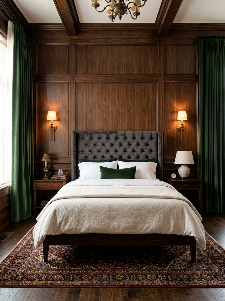 Dark Wood Panel Wall - 30 dark bedroom accent wall ideas