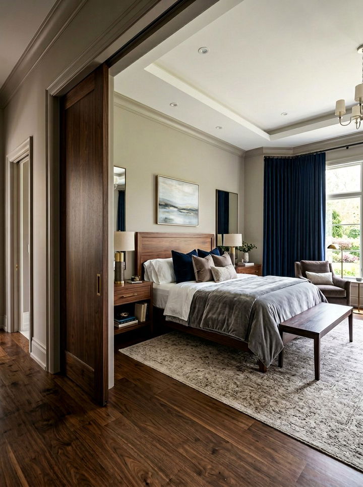 Dark Wood Pocket Door Bedroom - 30 bedroom pocket doors