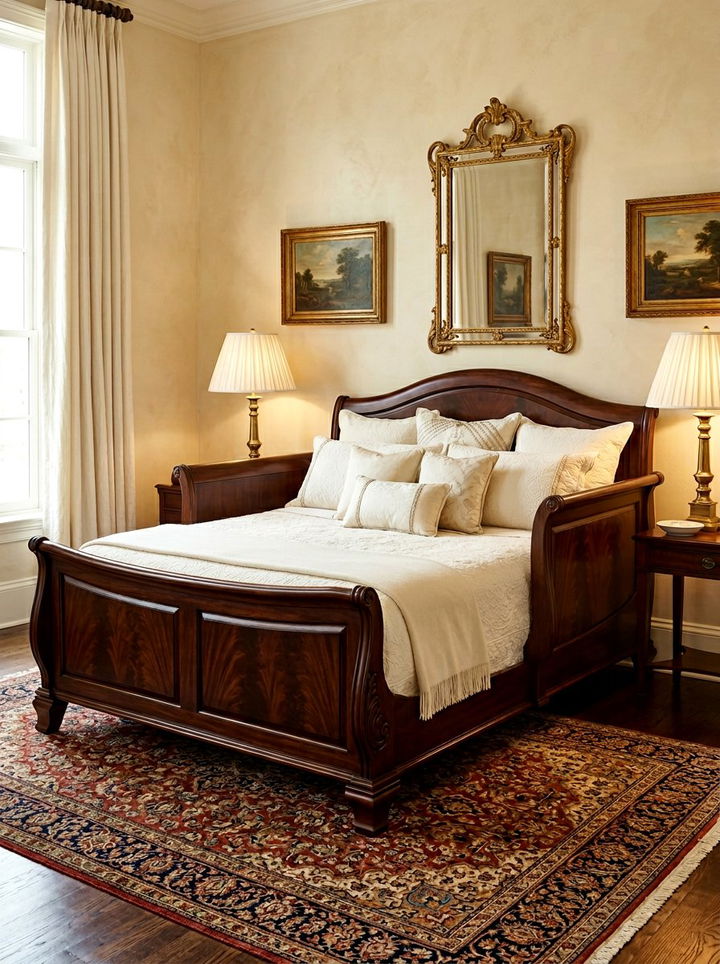 Dark Wood Sleigh Daybed - 30 bedroom daybed ideas