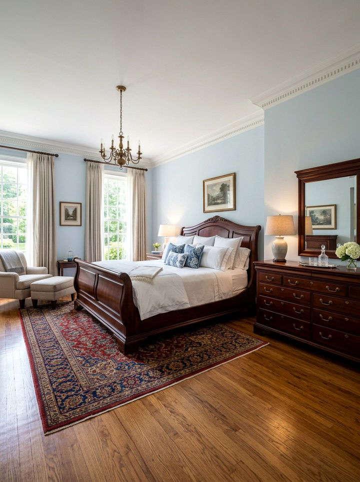 Dark Wood Traditional Sleigh Bed - 30 bedroom sleigh beds