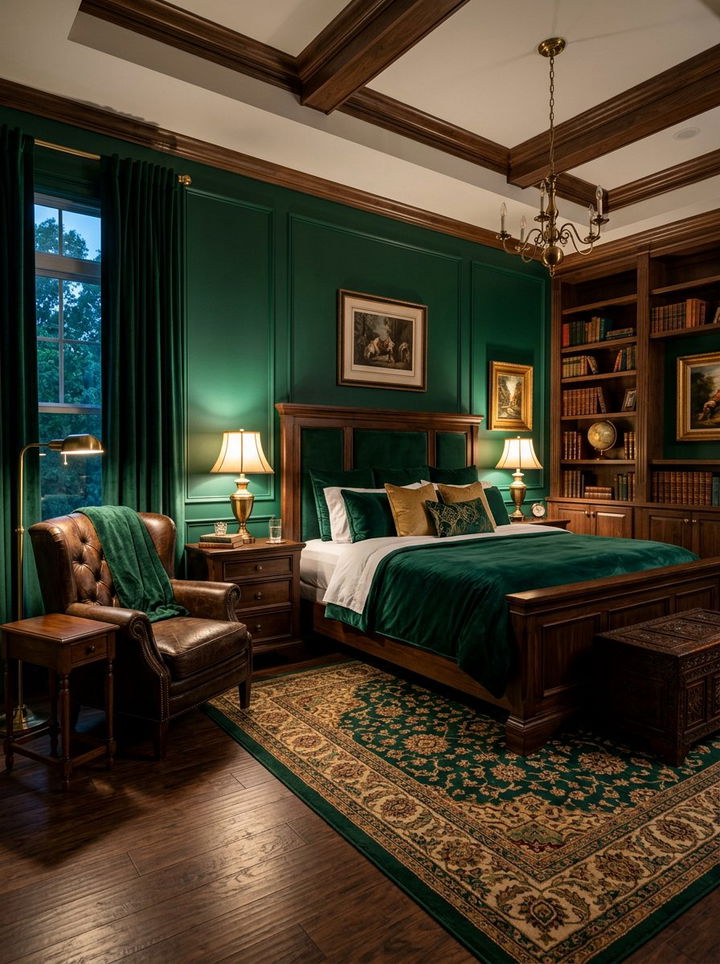 Dark Wood and Emerald Bedroom - 30 bedroom color schemes