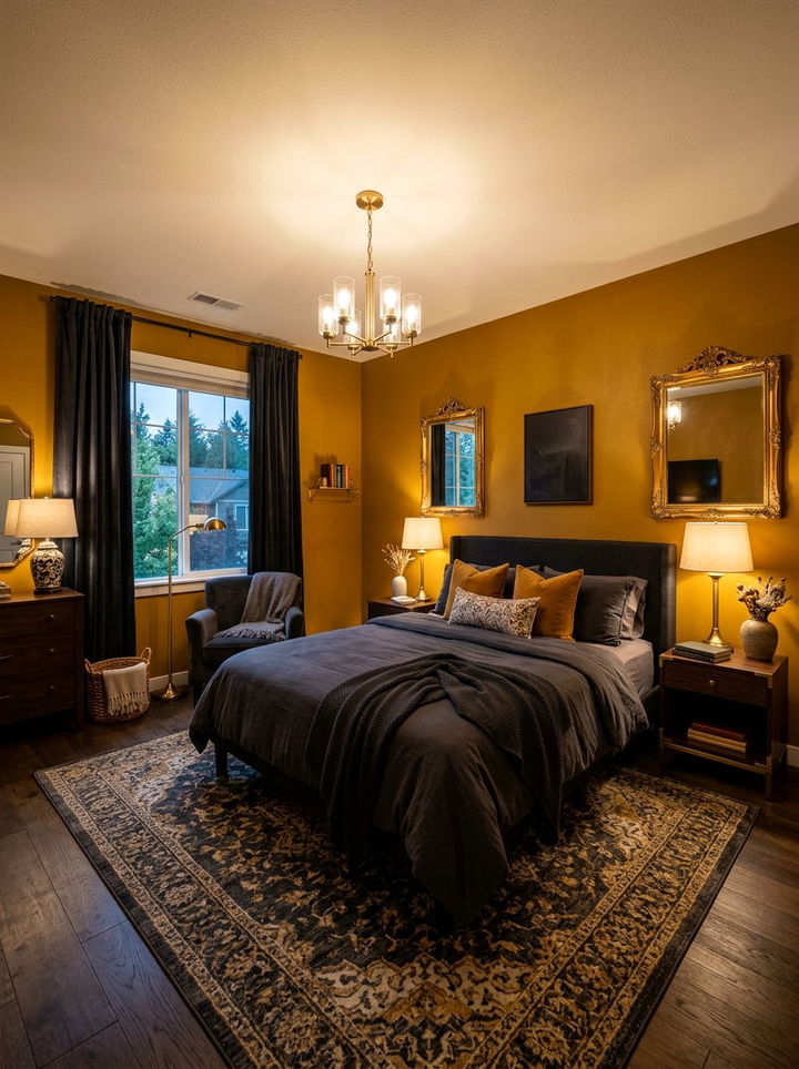 Dark Yellow Bedroom - 30 yellow bedroom ideas