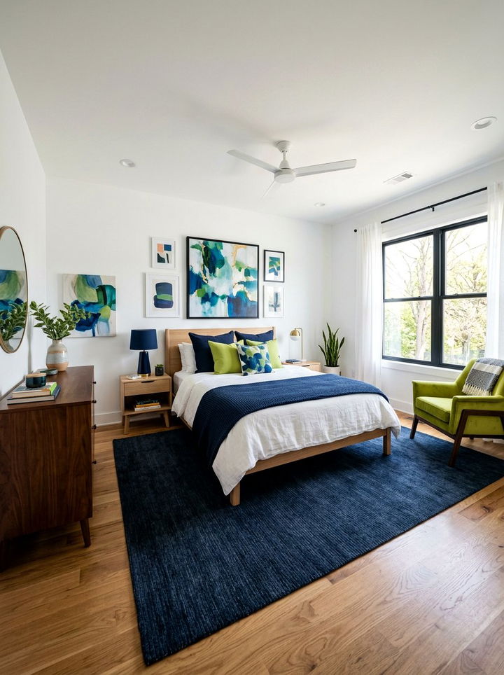 Dark blue and lime green bedroom - 30 blue and green bedroom ideas
