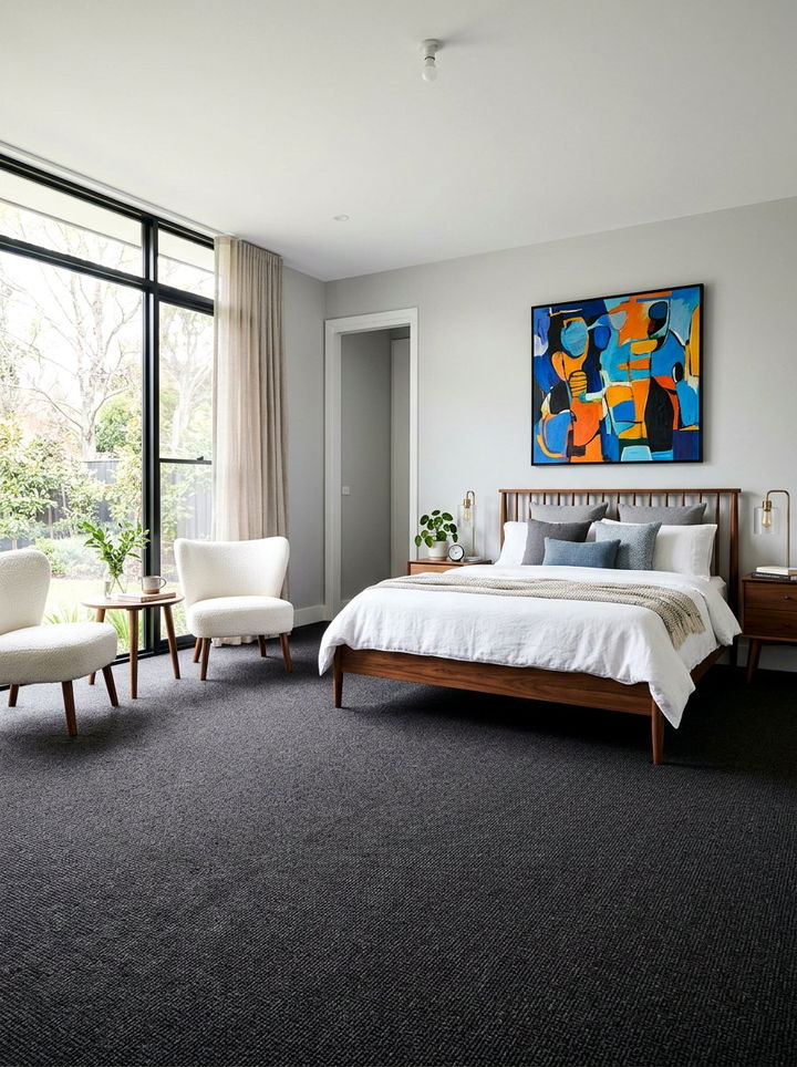 Dark charcoal bedroom carpet - 30 bedroom carpet ideas