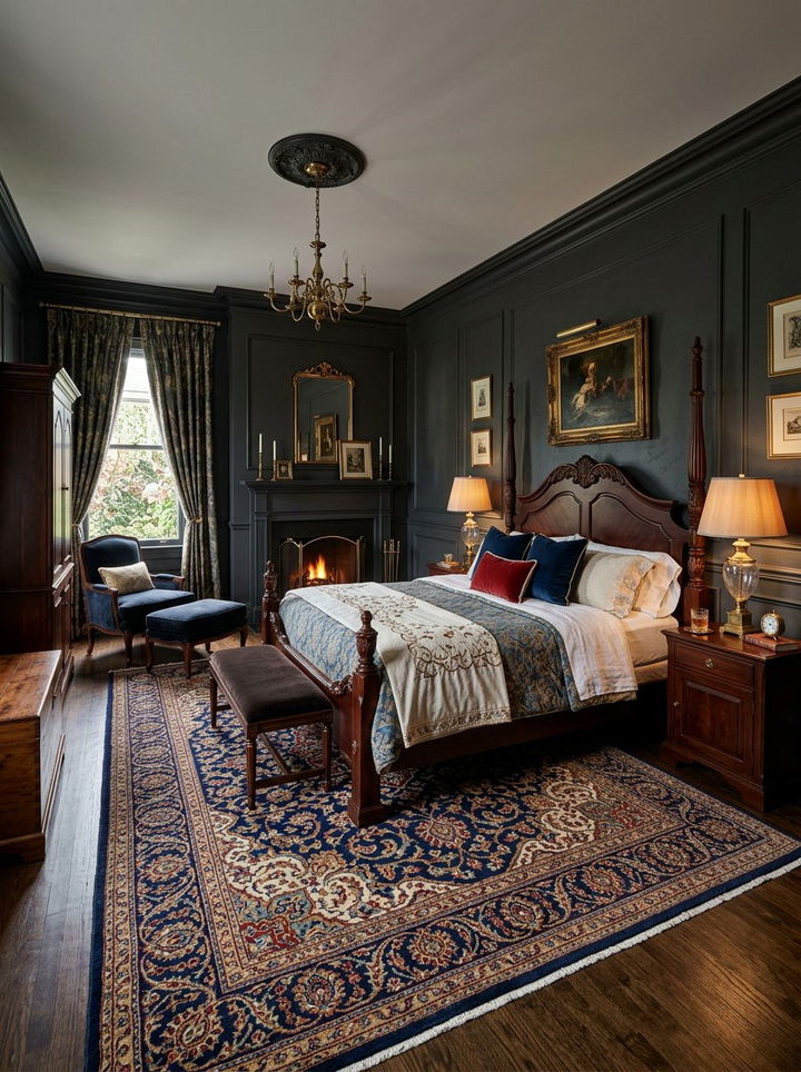 Dark charcoal traditional bedroom - 30 traditional black bedroom ideas