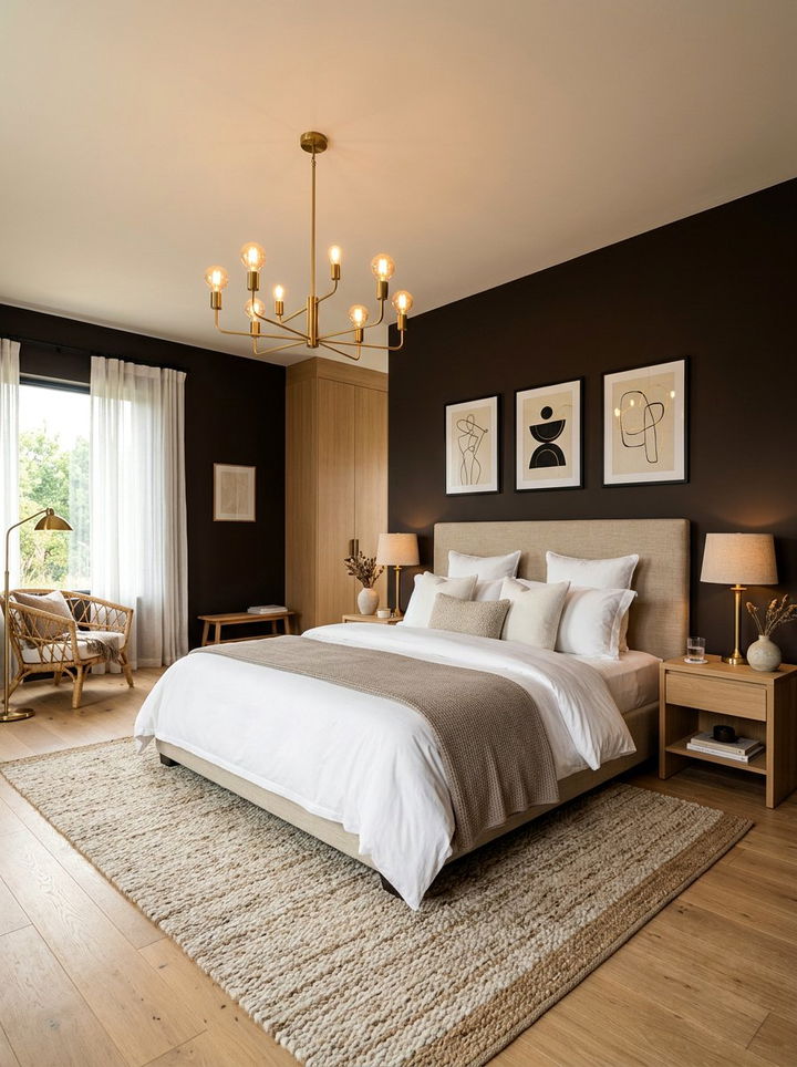 Dark chocolate walls - 30 brown bedroom ideas