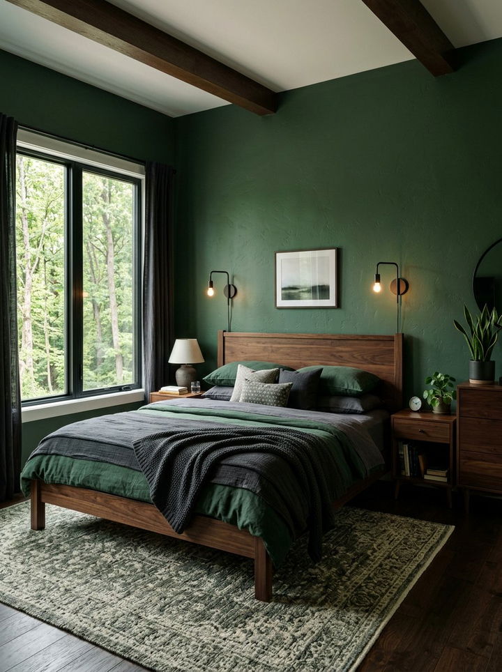 Dark forest green bedroom - 30 contemporary green bedroom ideas