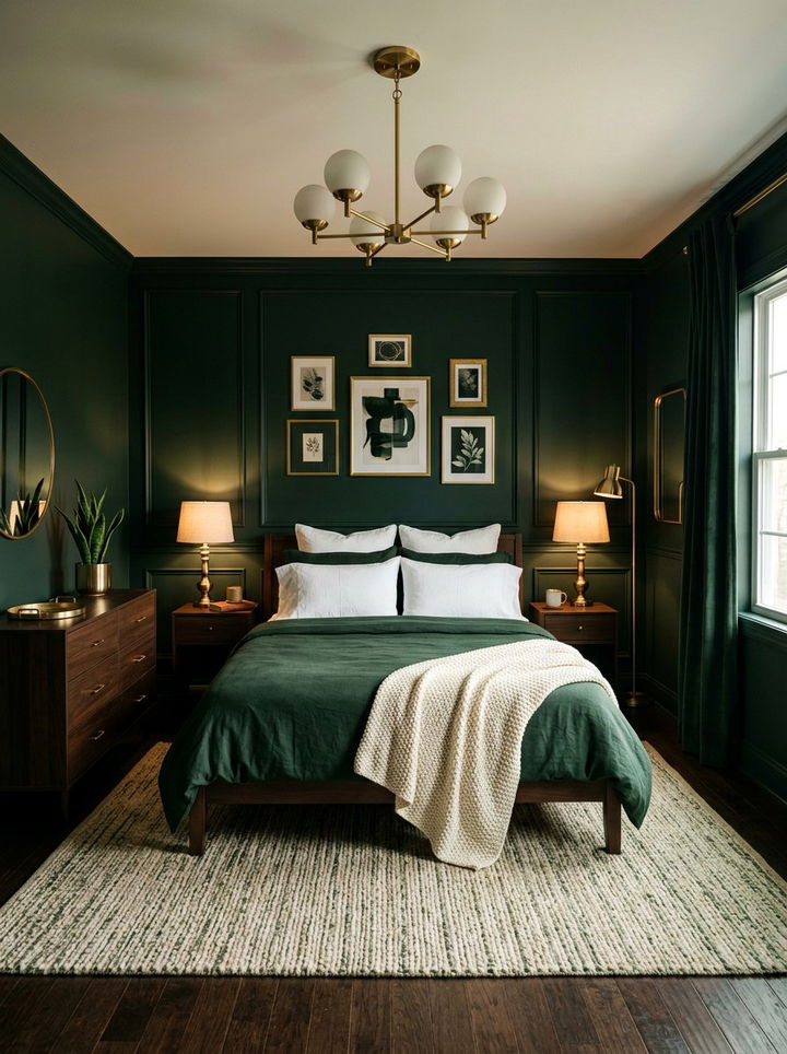Dark forest green bedroom - 30 botanical green bedroom ideas