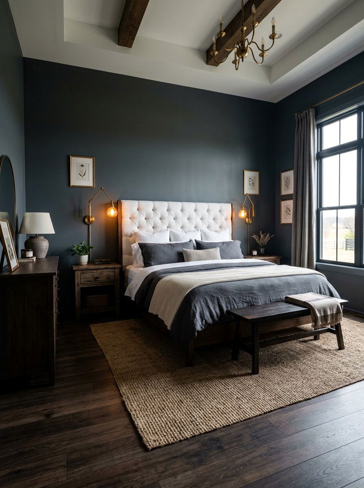 Dark gray farmhouse bedroom - 30 farmhouse gray bedroom ideas