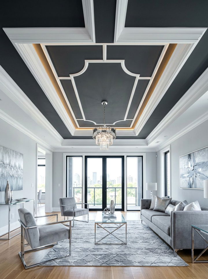 Dark gray tray ceiling - 30 bedroom tray ceiling ideas