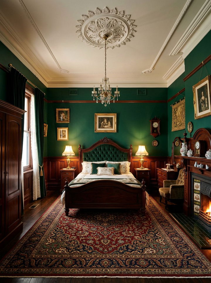 Dark green Victorian room - 30 Victorian bedroom ideas