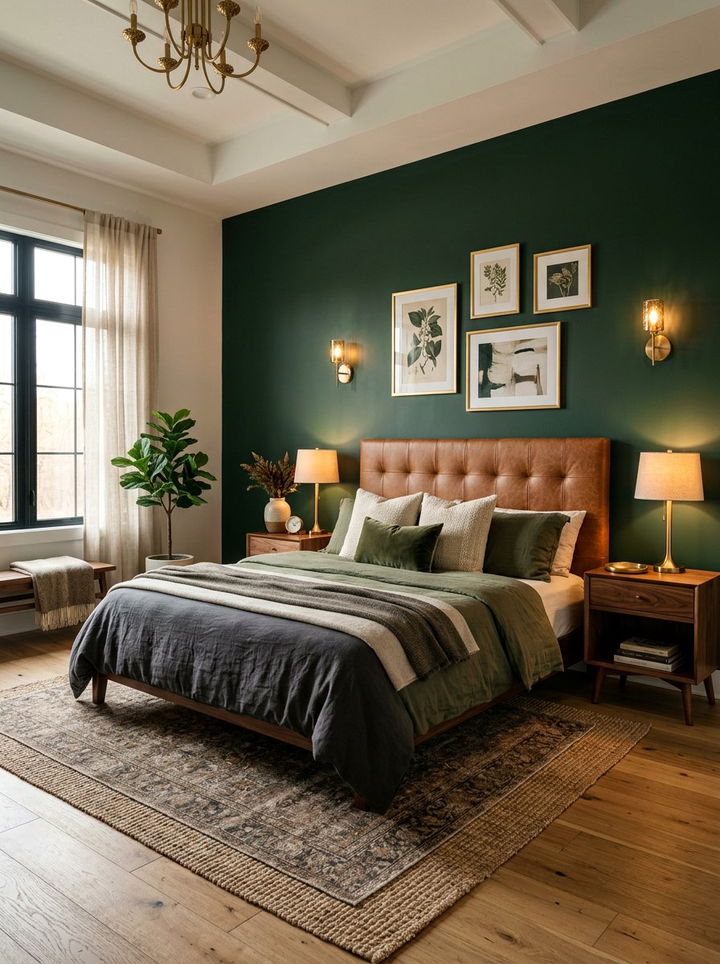 Dark green accent wall - 30 bedroom feature wall ideas