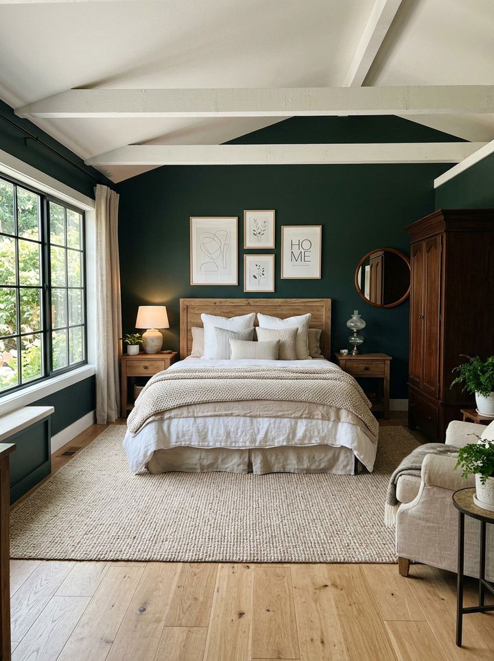 Dark green farmhouse bedroom - 30 farmhouse green bedroom ideas