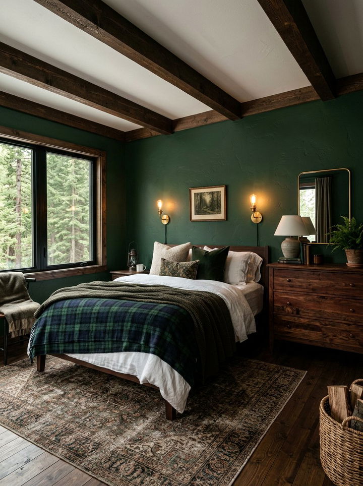 Dark moody cabin bedroom - 30 lake house bedroom ideas