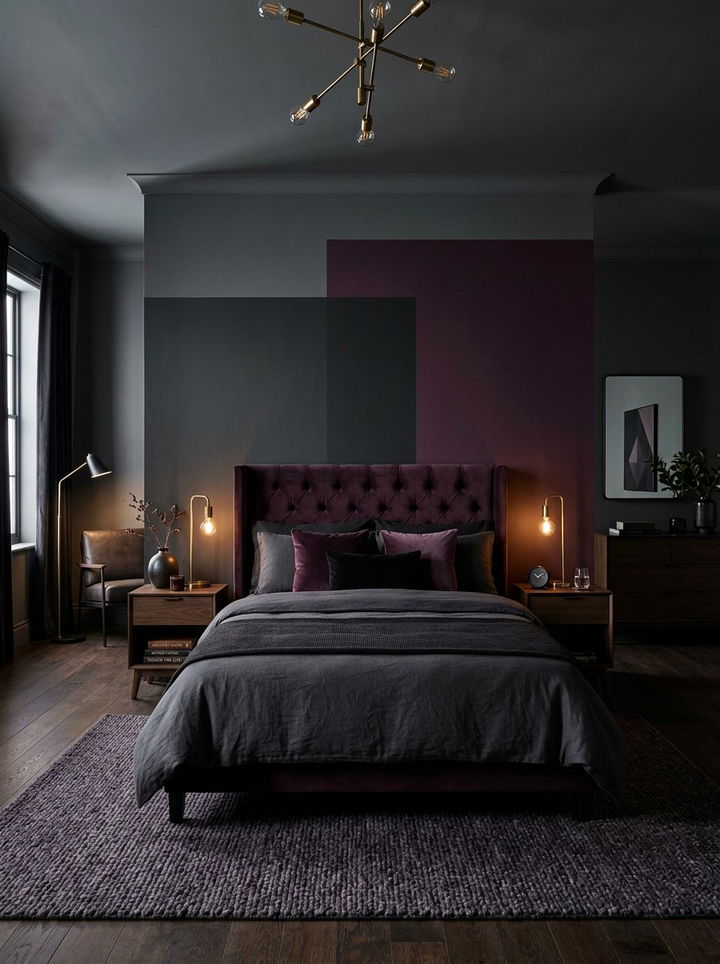Dark moody color blocking - 30 bedroom color blocking ideas