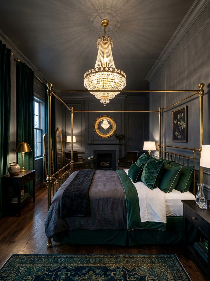 Dark moody master bedroom - 30 empty nester bedroom ideas