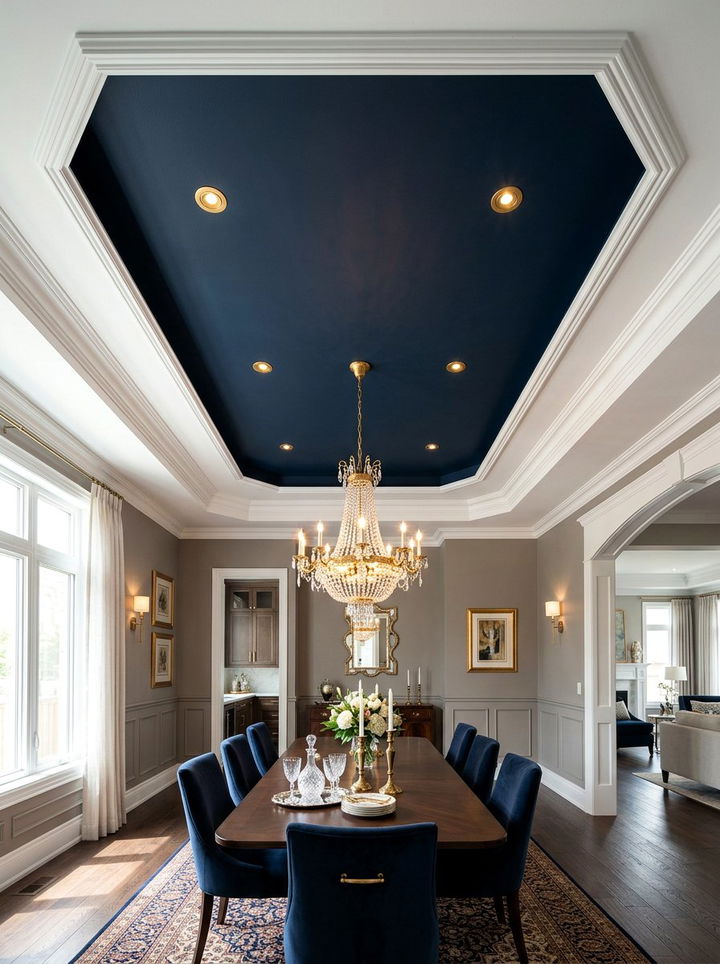 Dark navy tray ceiling - 30 bedroom tray ceiling ideas
