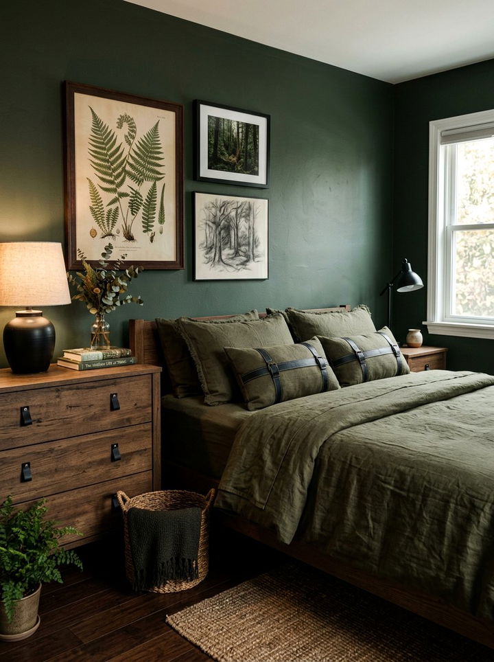 Dark olive linen bedding - 30 bedroom linen bedding ideas