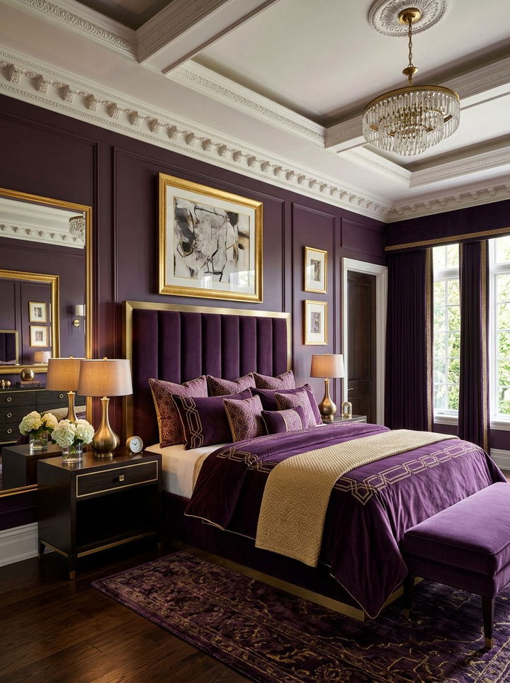 Dark purple and gold bedroom - 30 purple and gold bedroom color combo
