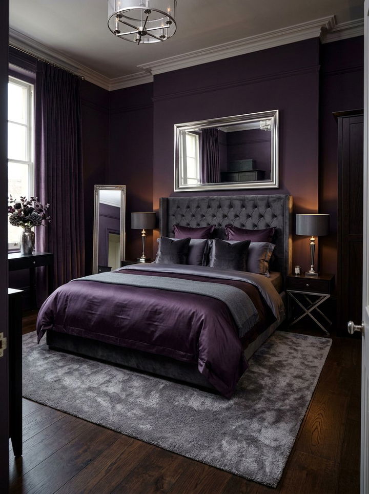 Dark purple and gray bedroom - 30 purple and gray bedroom ideas