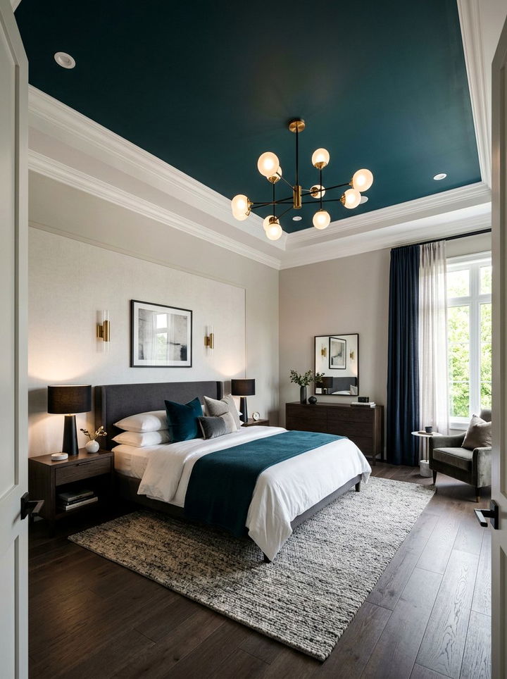 Dark teal ceiling bedroom - 30 contemporary teal bedroom ideas