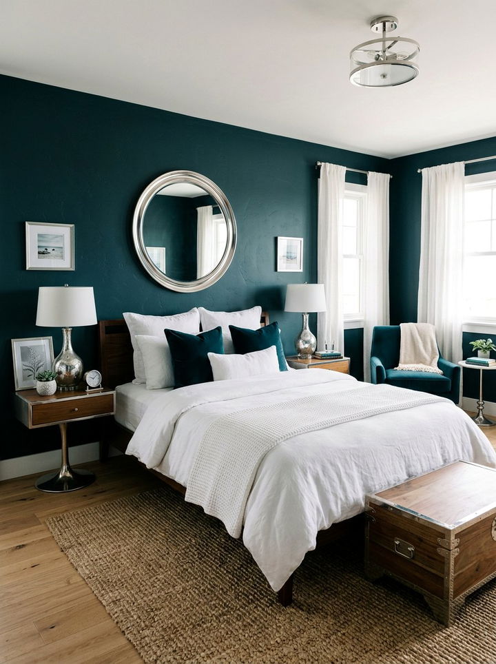 Dark teal coastal bedroom decor - 30 coastal teal bedroom ideas