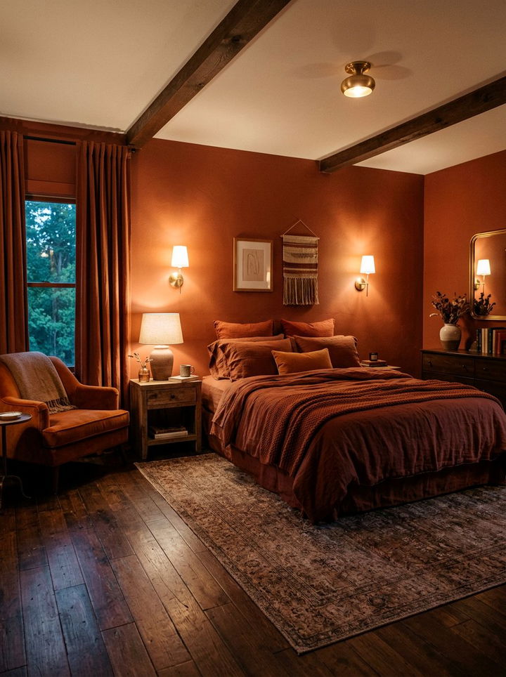 Dark terracotta bedroom - 30 terracotta bedroom ideas