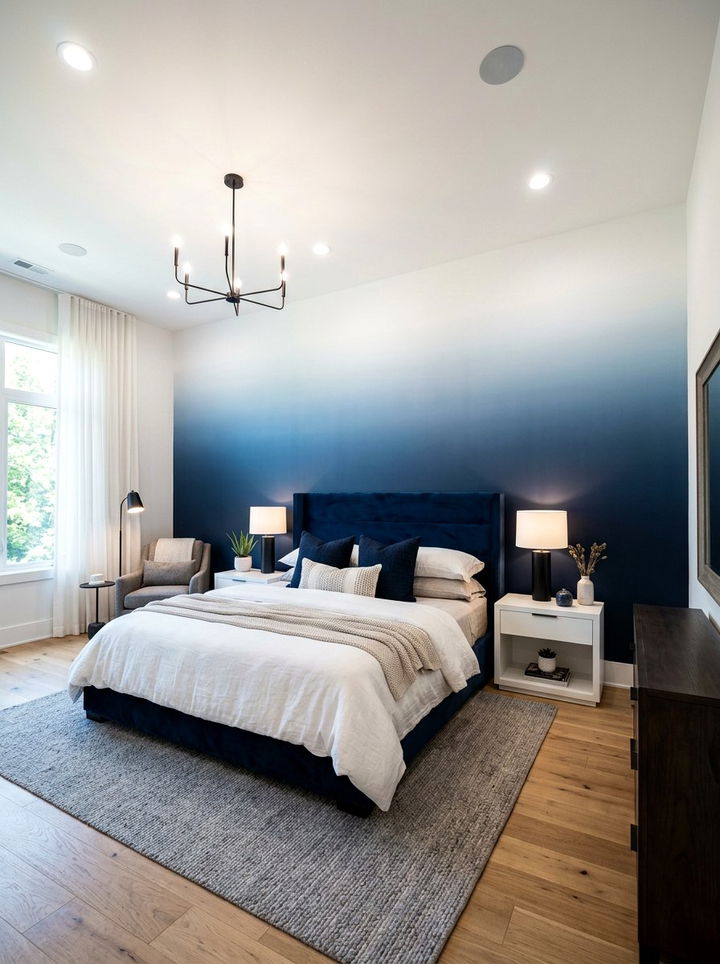Dark to light ombre wall bedroom - 30 bedroom ombre wall ideas