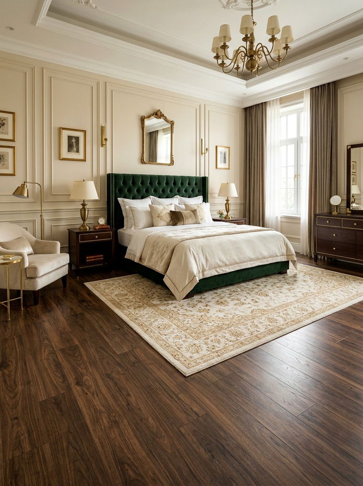 Dark walnut bedroom laminate - 30 bedroom laminate flooring ideas