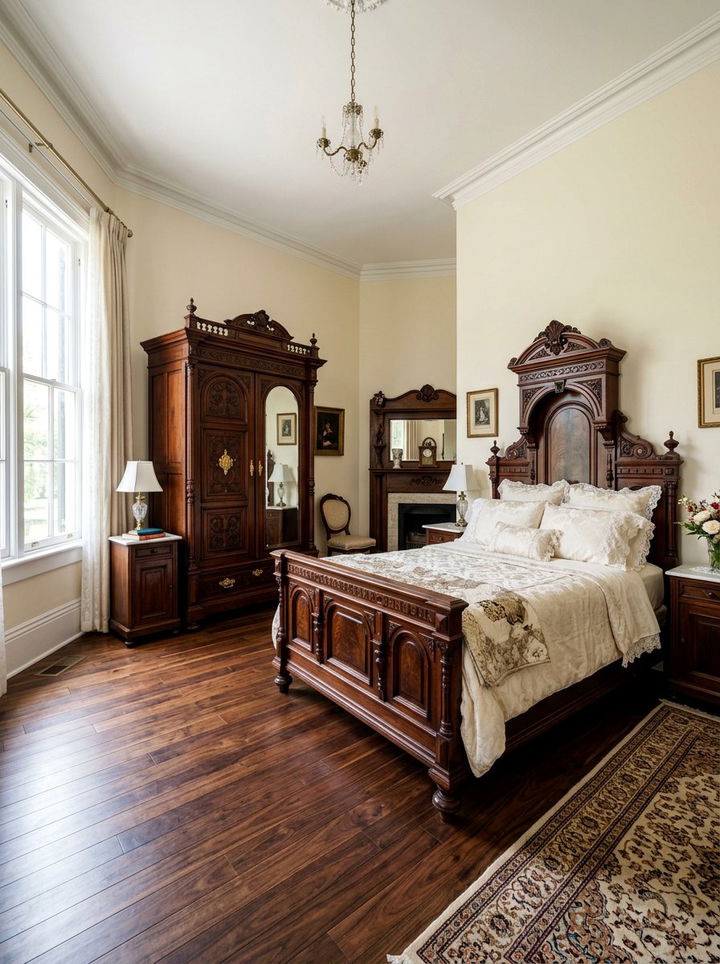 Dark wood Victorian furniture - 30 Victorian bedroom ideas