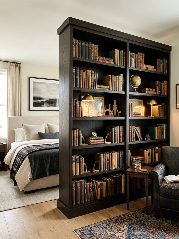 Dark wood bookcase - 30 bedroom shelf dividers