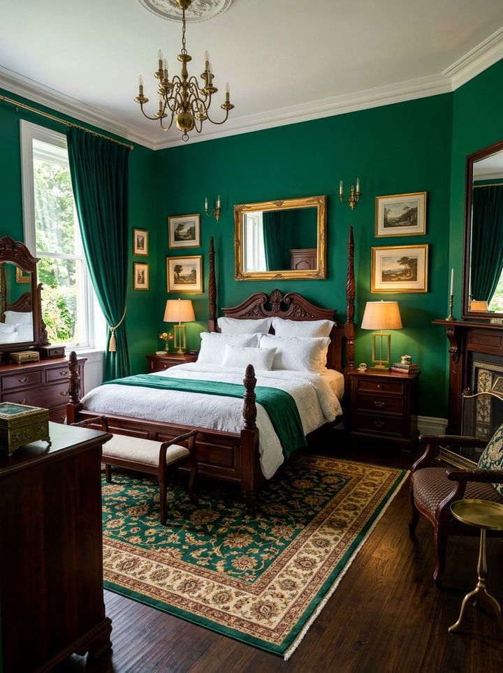 Dark wood emerald bedroom - 30 emerald green bedroom ideas