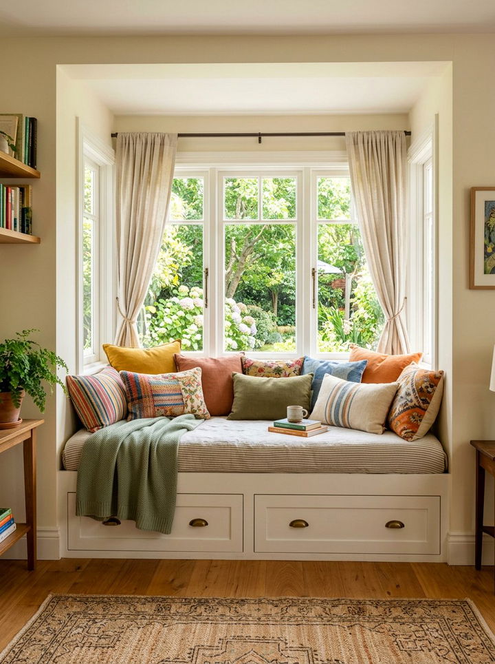 Daybed In Window Nook - 30 compact bedroom ideas