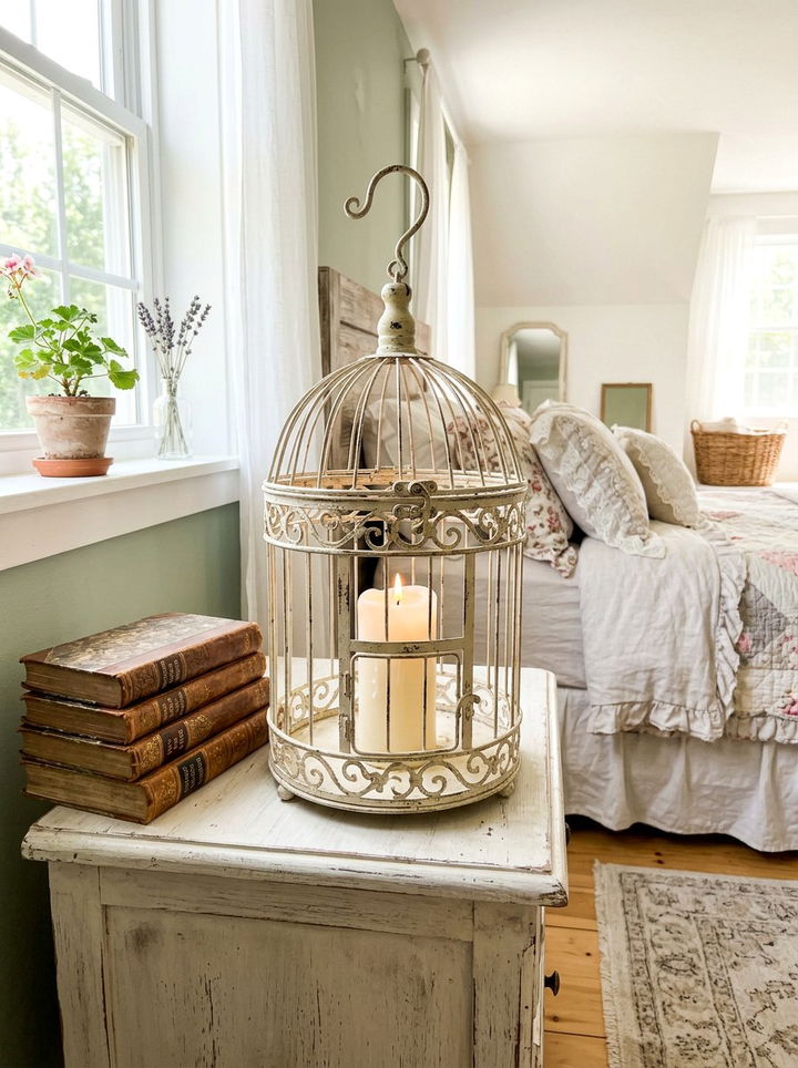 Decorative Birdcage Candle - 30 bedroom candle ideas