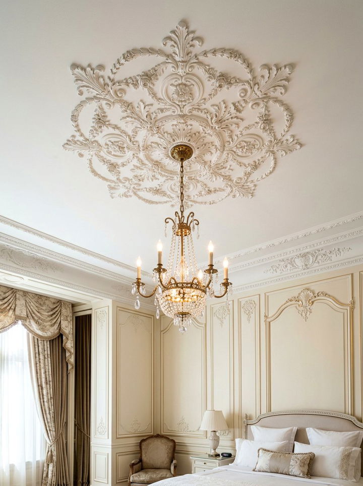 Decorative Ceiling Medallion - 30 Parisian bedroom ideas