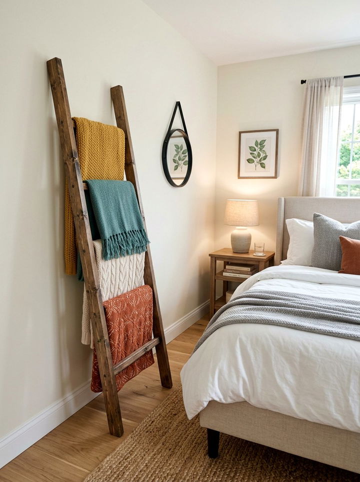 Decorative Ladder Rack - 30 one day bedroom ideas