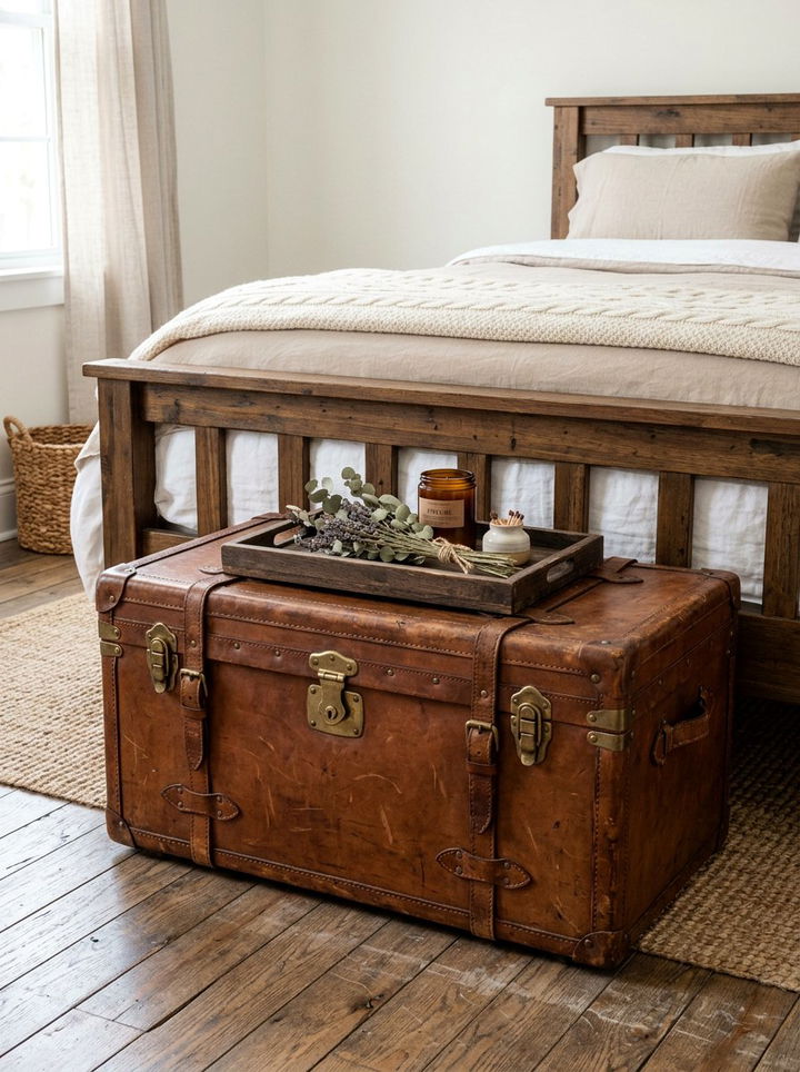 Decorative storage trunk - 30 renter bedroom ideas
