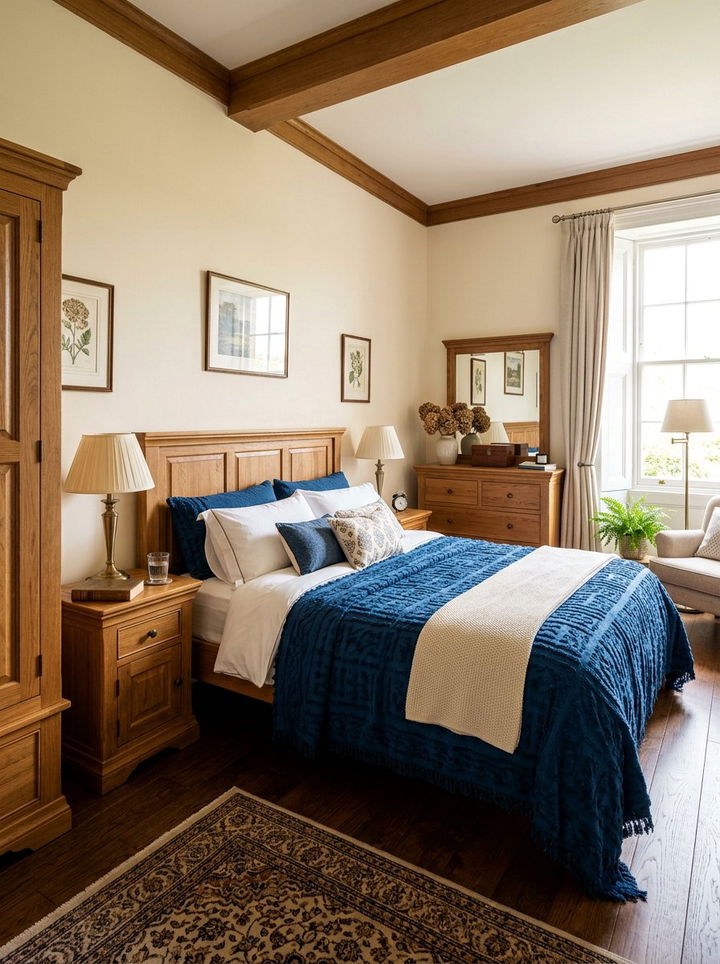 Deep Blue Chenille Bedspread - 30 bedroom blue bedding ideas