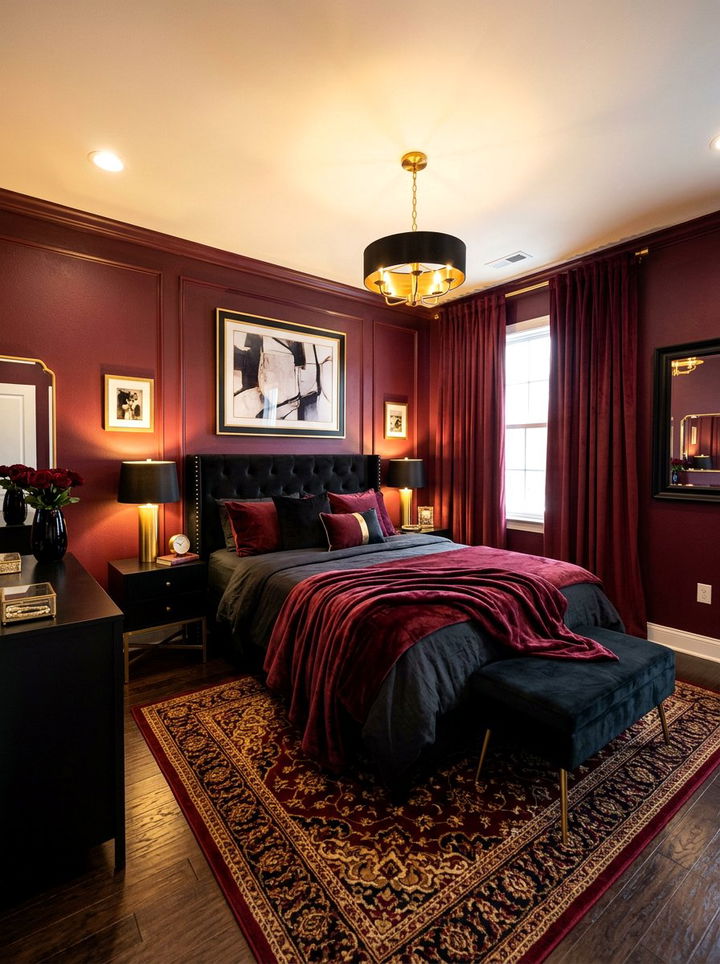 Deep Burgundy Bedroom - 30 dark bedroom ideas